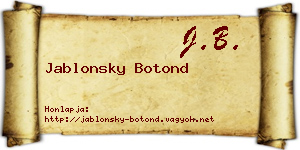 Jablonsky Botond névjegykártya